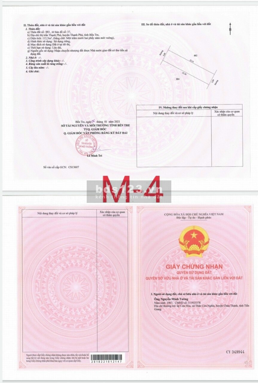 Đất ở giá rẻ đầu tư siêu lời mùa dịch tại thị trấn Thạnh Phú Bến Tre, giá 1.5 tỷ