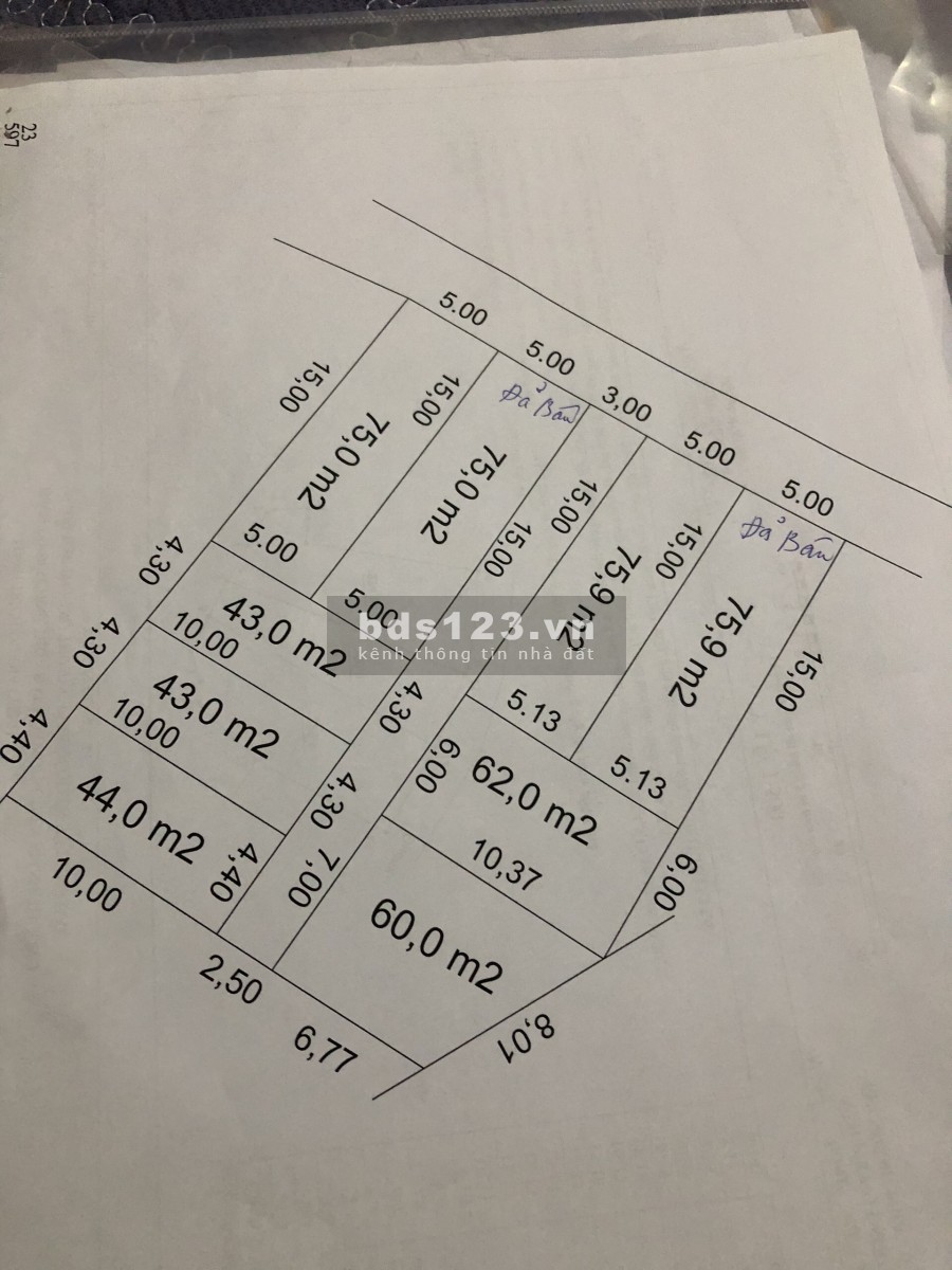 Bán 7 lô đất Tráng Việt - Mê Linh, DT từ 43m2, Giá 13.5 tr/m2, đường rộng 4m ngõ ô tô,LH 0944596256