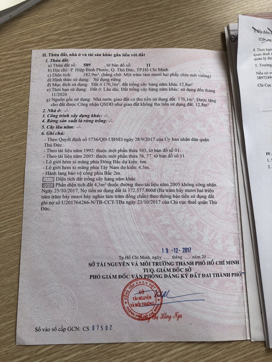 Đất Lớn Hẻm Xe Hơi 6m Đường 12 Hiệp Bình phước Thành Phố Thủ Đức