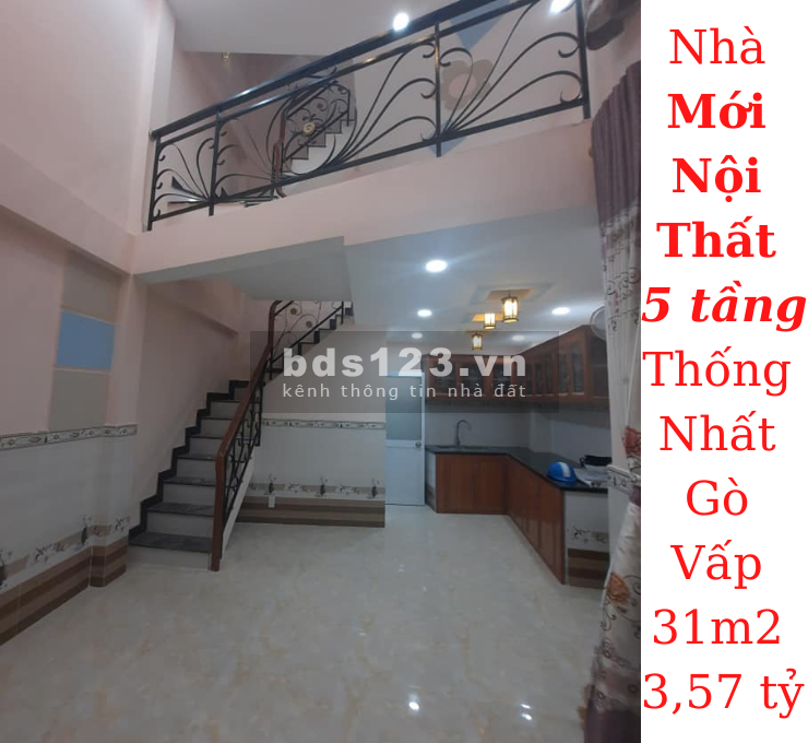Bán nhà Mới 5 tầng! 3PN lớn Thống Nhất, P.11, GV 31m2 giá 3,57 tỷ TL