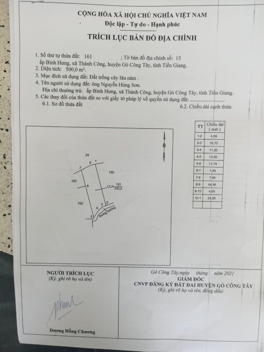 Chính chủ kẹt tiền cần bán 250m2 đất tại Gò Công Tây, Tiền Giang