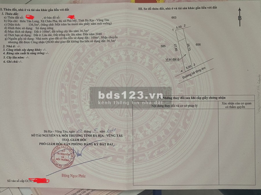 Cần Bán Gấp Đất Nền Phân Lô vị trí đẹp thổ cư 100m2 gần Núi Dinh Bà Rịa Vũng Tàu