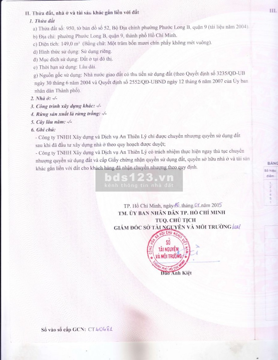 Bán gấp nền nhà phố dự án An Thiên Lý Phước Long B, Quận 9 giá tốt 0909147909