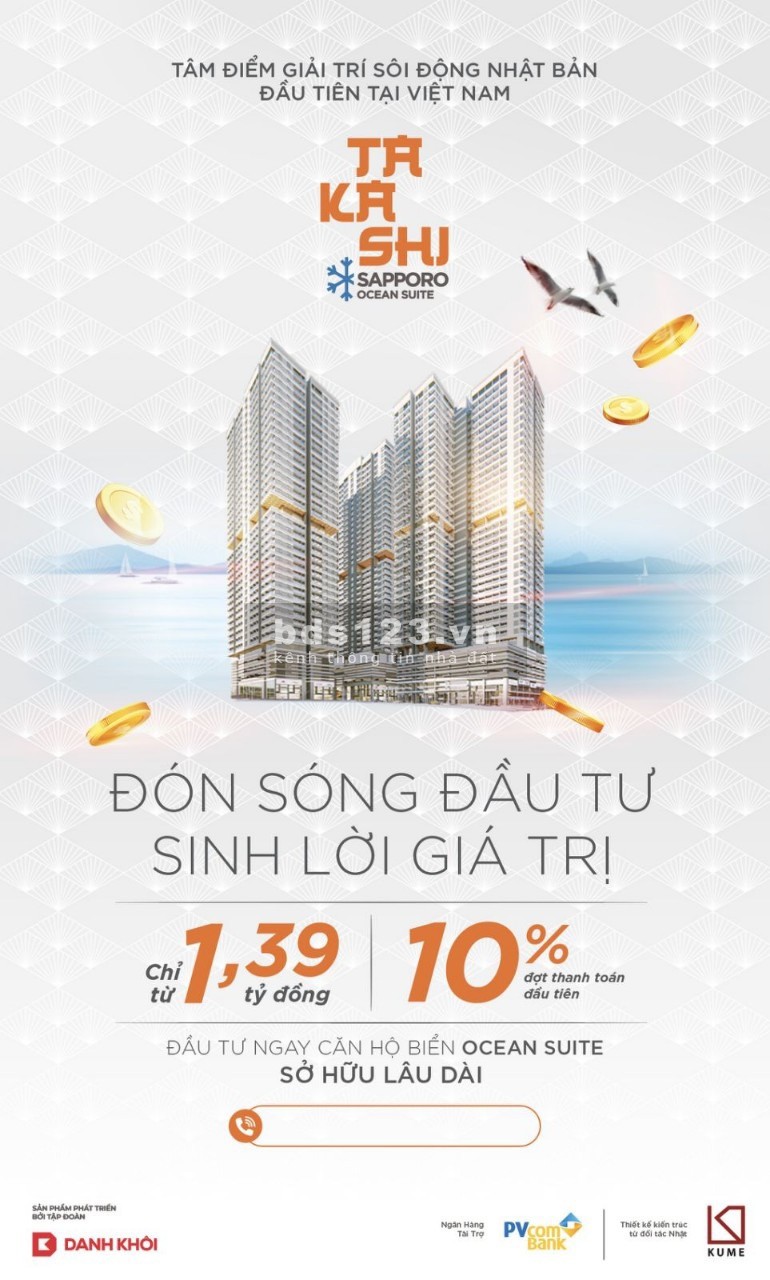 Căn hộ biển Takashi Ocean Suite Quy Nhơn, liên hệ 0936666486, giá 30 triệu/m2