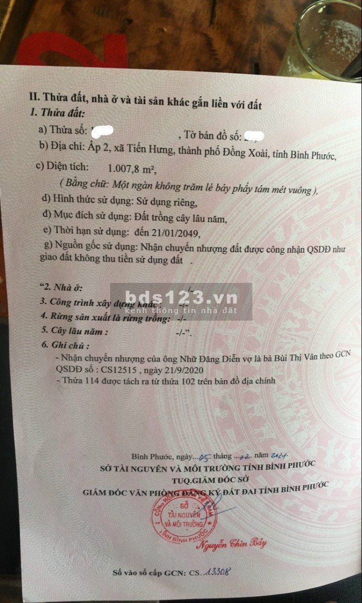 Cần tiền đáo hạng ngân hàng bán gấp lô đất sào 1000m2, đất ở đô thị