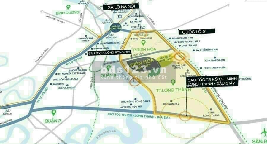 Bán đất đầu tư sinh lơi cao dự án Biên Hòa New City, dt 100m2, giá thoả thuận