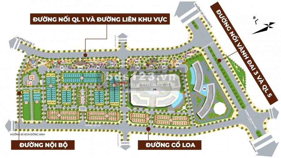 Suất ngoại giao căn LK TT1.3-10, đường rộng 20,5m, 2 mặt thoáng, hướng ĐN, đẹp nhất dự án 319 Đông Anh