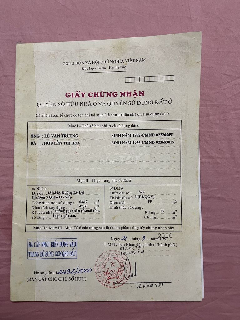 Bán nhà hẻm Trường Đăng Quế, Gò Vấp, dt 62m2, giá 2 tỷ 9, khu vực an ninh