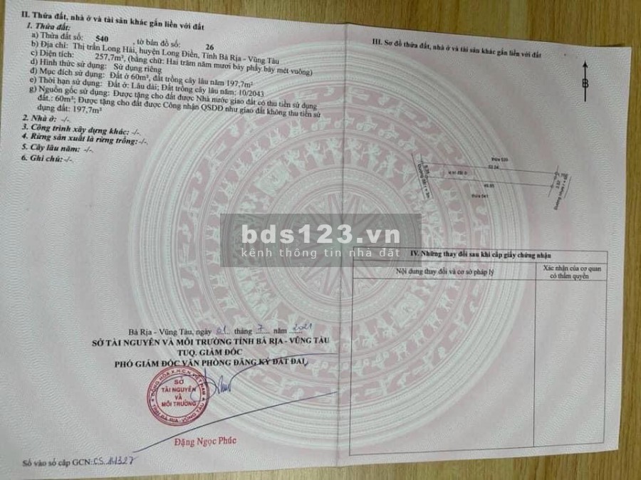 Mở bán 16 lô F0 đất sổ đỏ riêng khu suối tiến long hải giá 1ty3 - 2ty1 dt 220 dt 310m2/lô có thổ cư