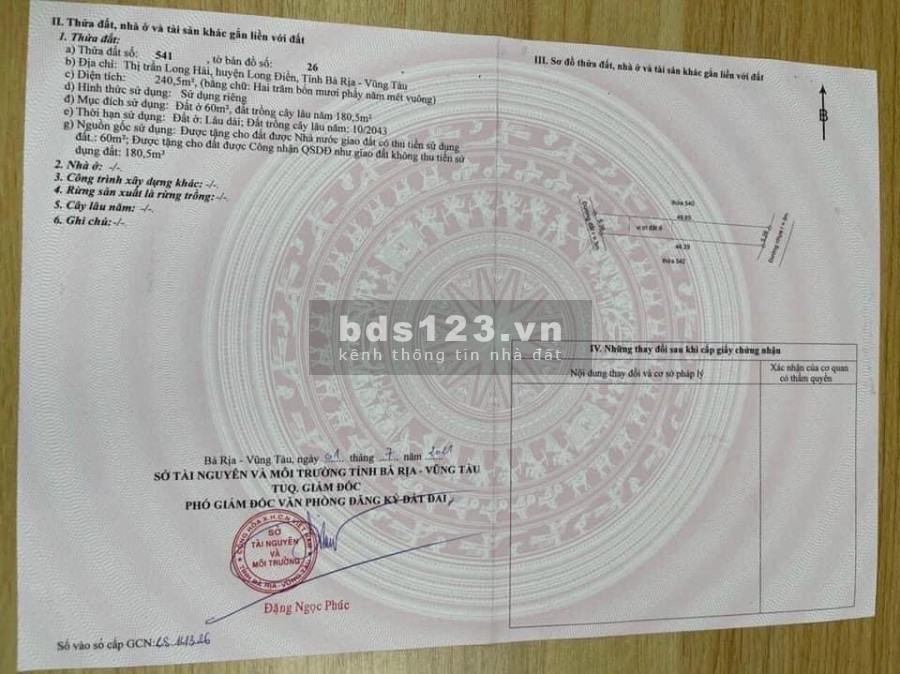 Mở bán 16 lô F0 đất sổ đỏ riêng khu suối tiến long hải giá 1ty3 - 2ty1 dt 220 dt 310m2/lô có thổ cư