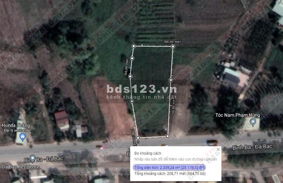 Bán đất huyện Châu Đức Mặt Tiền 27m có 200m2 thổ cư. Chỉ 7,4 Tỷ - LH: 0907016378