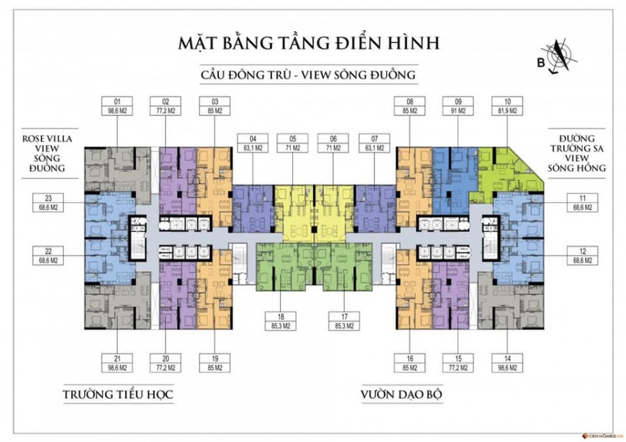 Mở bán căn góc diện tích sử dụng 85m2, 3 ngủ, 2 wc chung cư Eurowindow river park