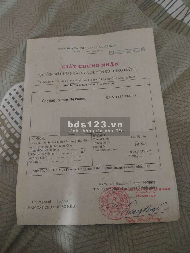 Bán Đất 5X28m MT Đường Huyền Trân Công Chúa Rạch Gía Kiên Giang Gí 1.9 tỷ DT: 0901089288