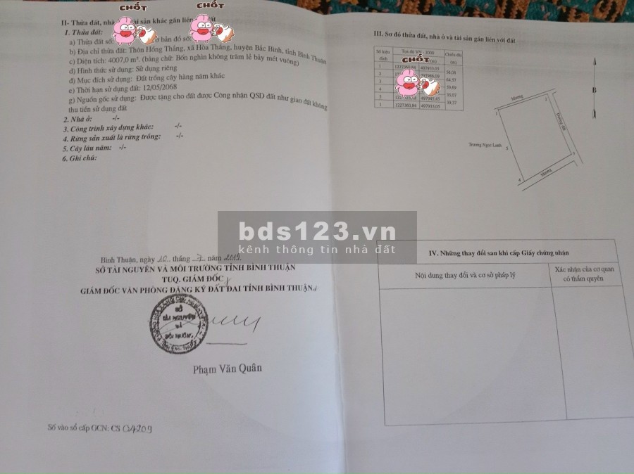 Bán lô đất 3 mặt tiền View biển tại Hòa Thắng cách đường nhựa 706 chỉ 100m giá chưa đầu tư