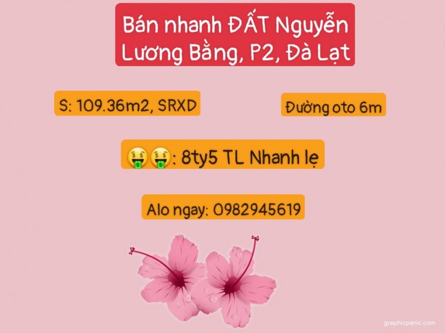 Bán đất trung tâm đường Nguyễn Lương Bằng, đường ô tô 5m, sổ riêng chính chủ