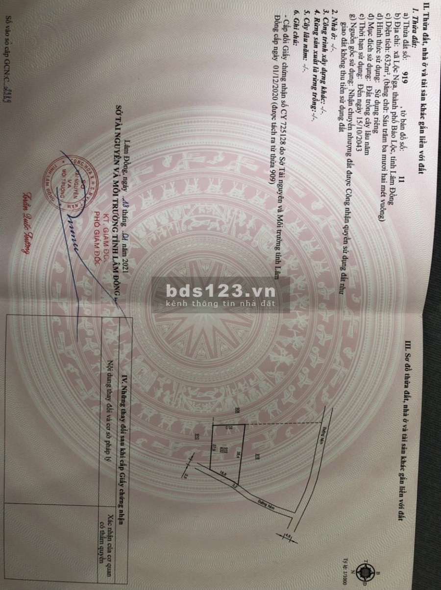 Bán nhanh lô đất Ngay quốc lộ 20 Xã Lộc Nga thành phố Bảo Lộc, giá bán 1.85 tỷ