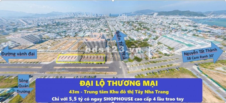 Shophouse 5,5 tỷ/căn 4 tầng hoàn thiện mặt ngoài trung tâm thành phố Nha Trang