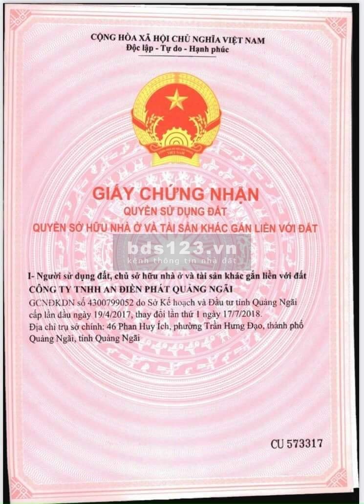 Bán Đất Trung Tâm Hành Chính Quảng Ngãi Chiết Khấu 5% giá chủ đầu tư