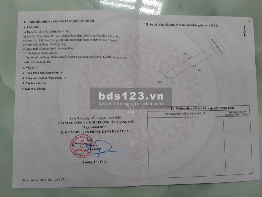 Bán đất diện tích sử dụng 154m2 tại Hoàng Đồng, thành phố Lạng Sơn, Tỉnh Lạng Sơn