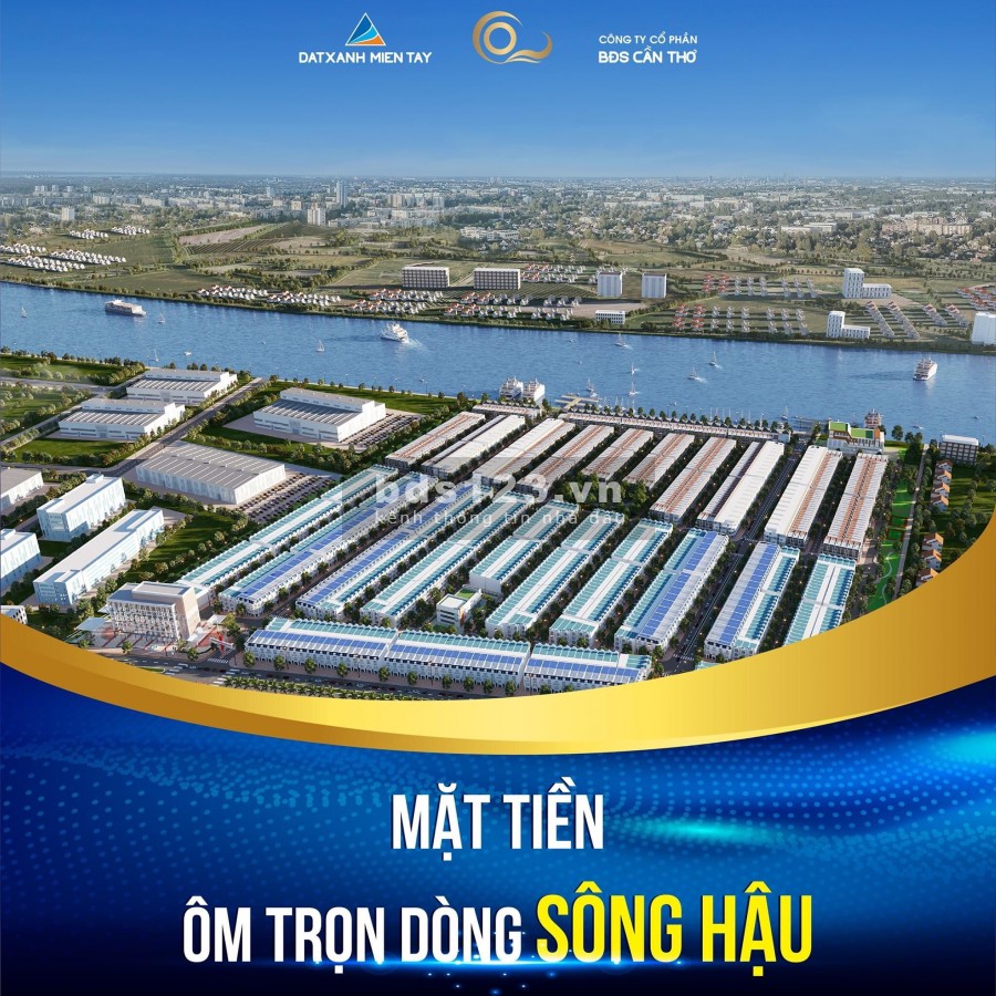 Bán nền biệt thự 290 mét vuông mặt tiền view 100% sông Hậu, sổ đỏ chính chủ
