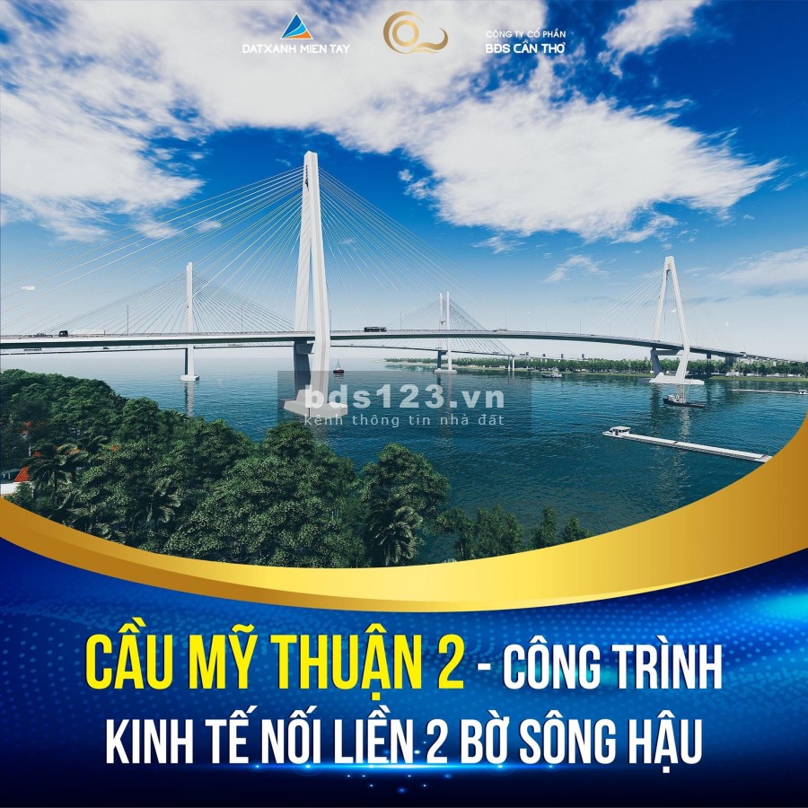 Bán nền biệt thự 290 mét vuông mặt tiền view 100% sông Hậu, sổ đỏ chính chủ