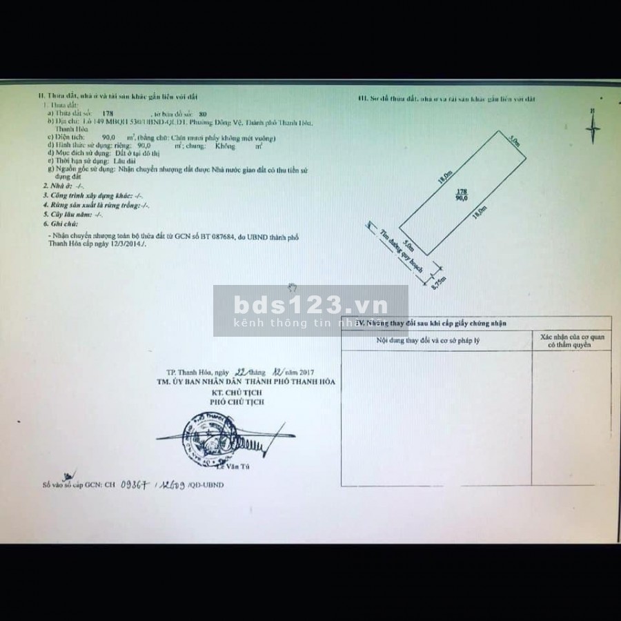 bán đất mb 530 đông vệ, thanh hóa. diện tích 90m2 giá 2,7 tỷ