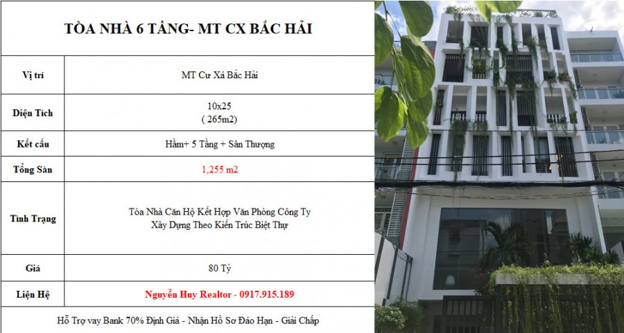 Bán tòa nhà hầm, 6 tầng mặt tiền Cửu Long ngang 11m giá bán 80 tỷ, chính chủ