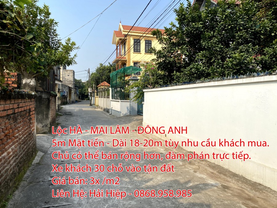 Bán Đất Lộc Hà Mai Lâ Đông Anh, QH ổn định, Đường xe ô tô 30 chỗ, Gần Sông NGũ Huyện Khê