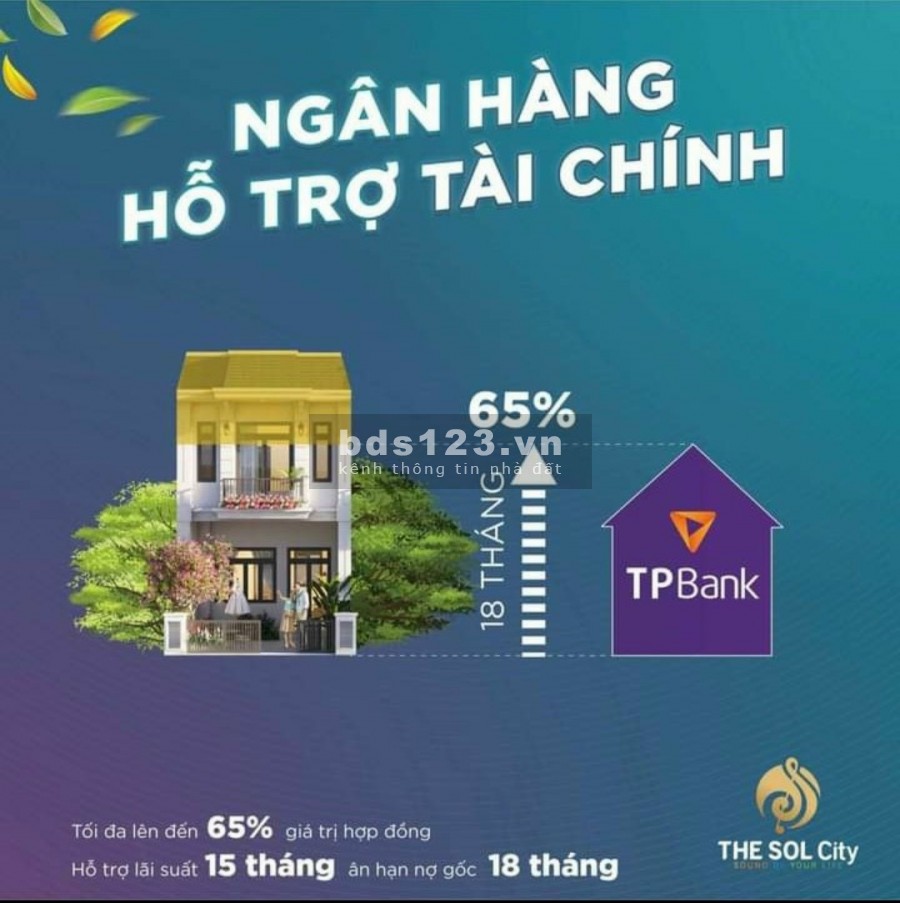 Mở bán nền,nhà phố dự án The Sol City-Long An, ngân hàng hỗ trợ 65%
