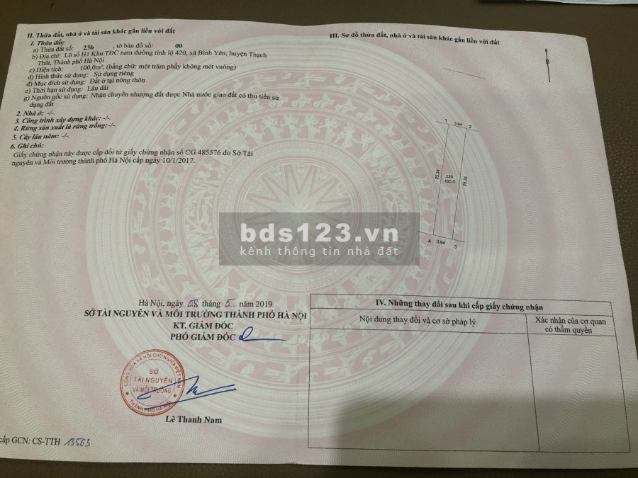 Bán đất tuyến 1 khu tái định cư Bình Yên, Thạch Thất, Hà Nội, giá bán 34 triệu/m2, lhcc