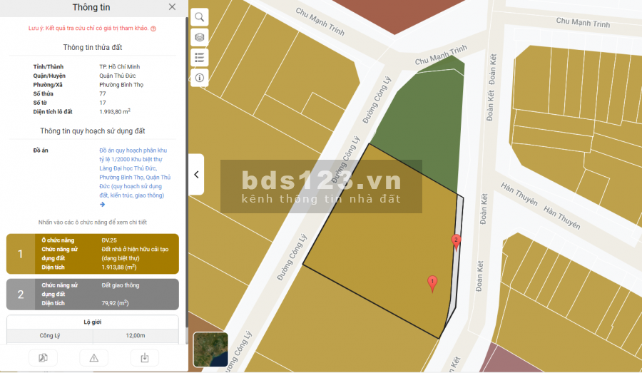 Bán đất biệt thự 2 mặt tiền 1994m2 đường Đoàn Kết Phường Bình Thọ, Thủ Đức LH 0907016378