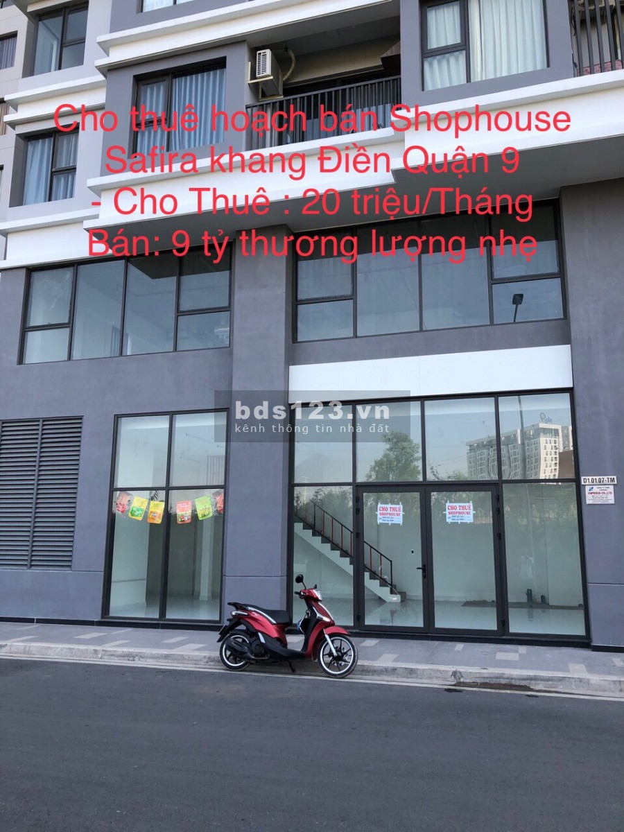 Bán gấp căn hộ Shophouse Safira Khang Điền giá bán 50 triệu/m2, sở hữu lâu dài, lhcc