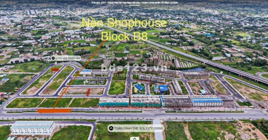 Shophouse hàng nội bộ, tiếp giáp đại lộ 50m, cách cao tốc Bến Lức Long Thành 2km