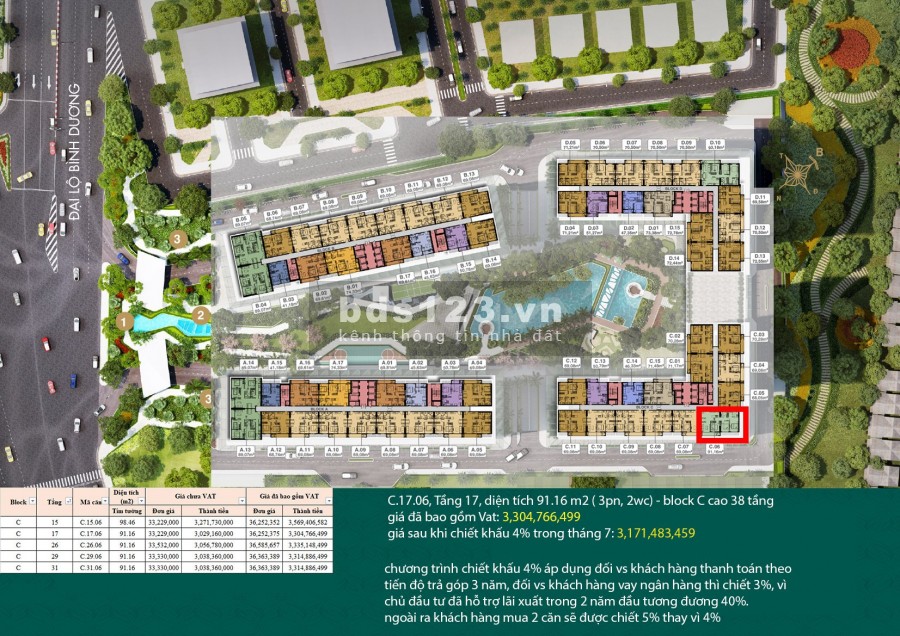 Căn hộ Resort 5 Sao Lavita Thuận An. Chiết khấu 8% từ CĐT Hưng Thịnh 51m2 1PN