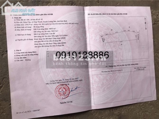 Chính chủ cần bán đất hot Lương Sơn Hòa Bình, vị tri đắc địa, khu dân cư, giá 1 tỷ