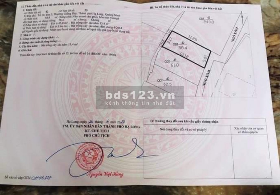 Đất nền ngõ oto cách mặt đường 279 diện tích sử dụng 30m2 giá 1 tỷ 3