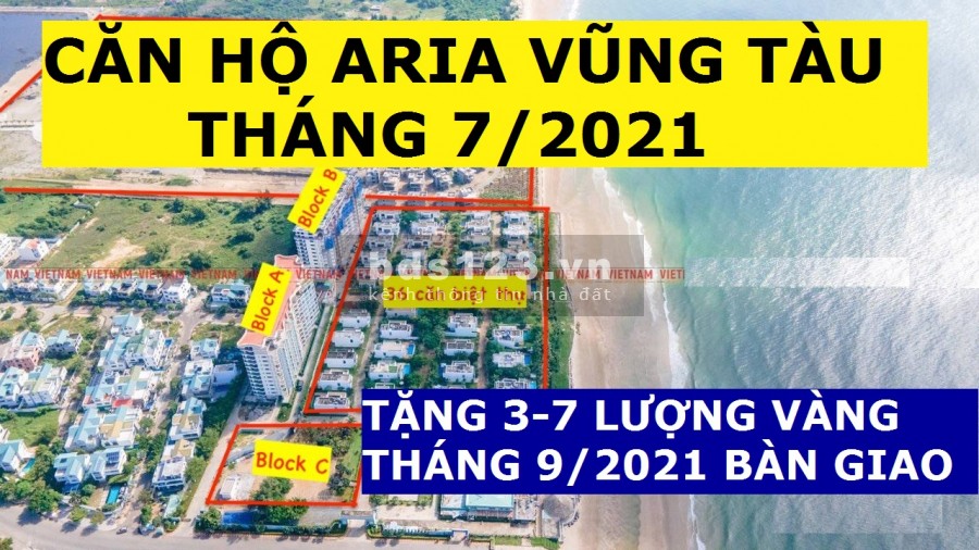 Aria Vũng Tàu 2PN-85m2, Tầng 8, Giá 2.9 tỷ đã thuế, Chiết khấu 6%, Tặng 3 Lượng Sjc, Tháng 9/2021