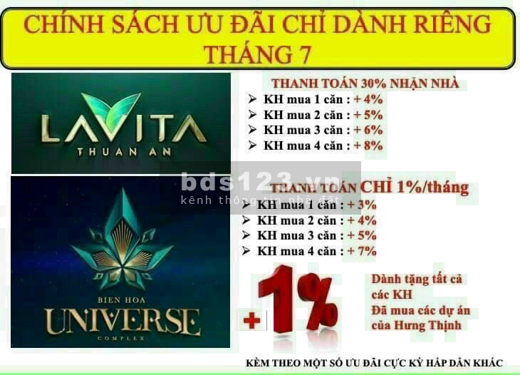 Giảm giá mùa dịch trừ thẳng vào giá bán 500tr căn 1PN, 700tr căn 2PN khi mua Lavita Thuận An