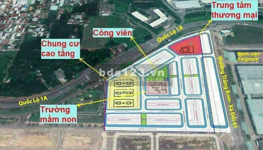 Bán hơn 50 căn nhà mặt phố Trung tâm Thị trấn Trảng Bom Đồng Nai giá bán 40 triệu/m2.