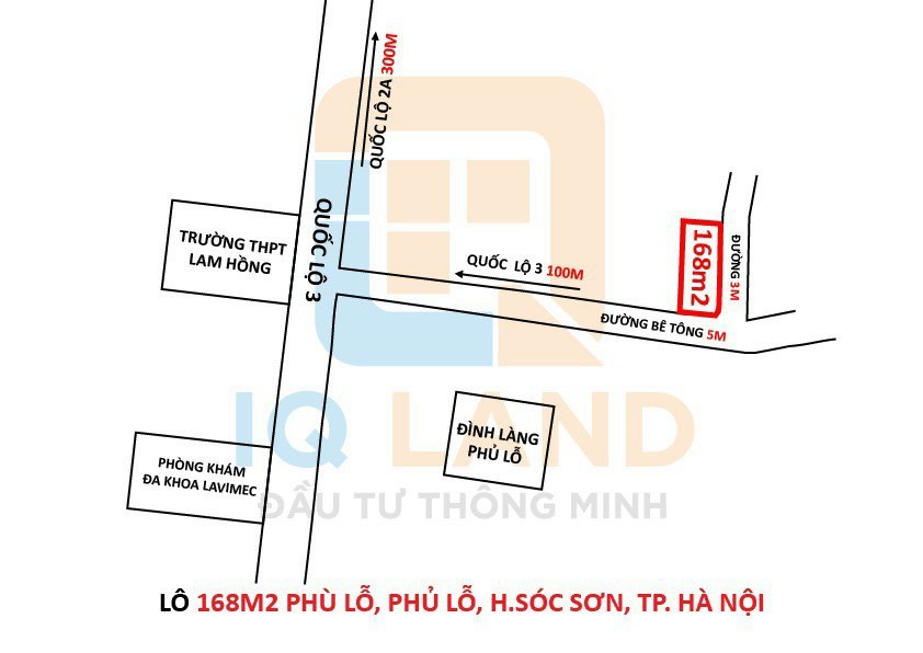 Bán đất diện tích 168m2 trục chính thôn Đông, Phù Lỗ, Sóc Sơn, sổ chính chủ