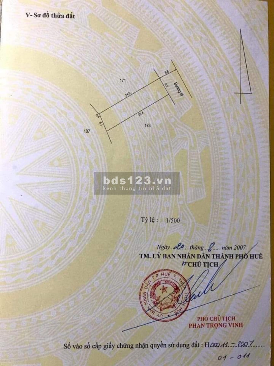 Bán đất mặt tiền phường An Tây, thành Phố Huế, giá bán 13.7 triệu/m2