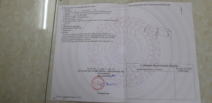 Bán lô góc dt 76.5m2 đất Thố Bảo Vân Nội huyện Đông Anh đường thông ô tô giá bán 2.14 tỷ