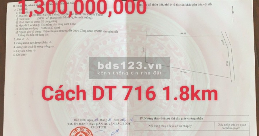 Bán 10,000m2 đất nông nghiệp hoà thắng giá mùa dịch 1,3 tỷ tặng đến 10 chỉ Lh 0938677909