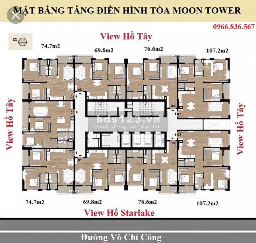 Căn hộ 2PN diện tích sử dụng 76,6m2 HDI Tây Hồ giá 3,6 tỷ view Ngoại Giao Đoàn