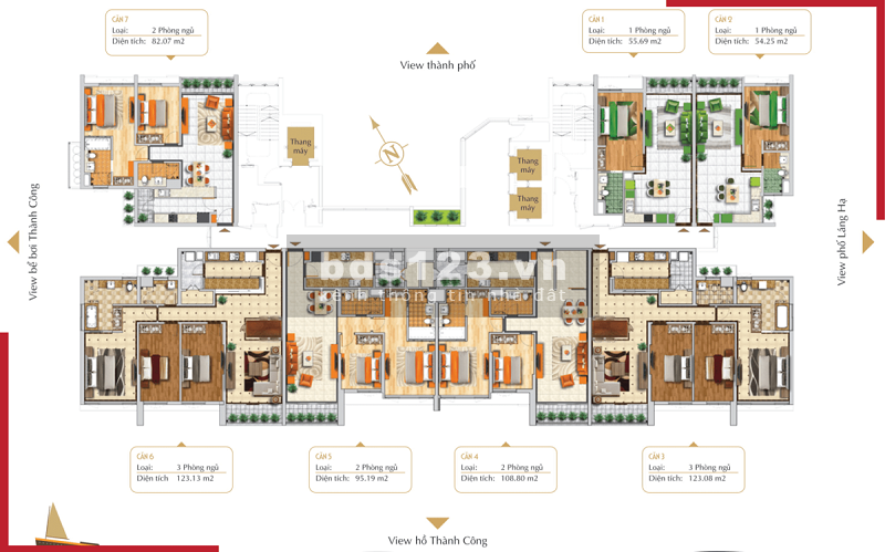 Cần bán căn hộ BRG grand Plaza 2PN, giá 6.44 tỷ Full đồ nhà đẹp 0986.128.415 (để xem nhà)
