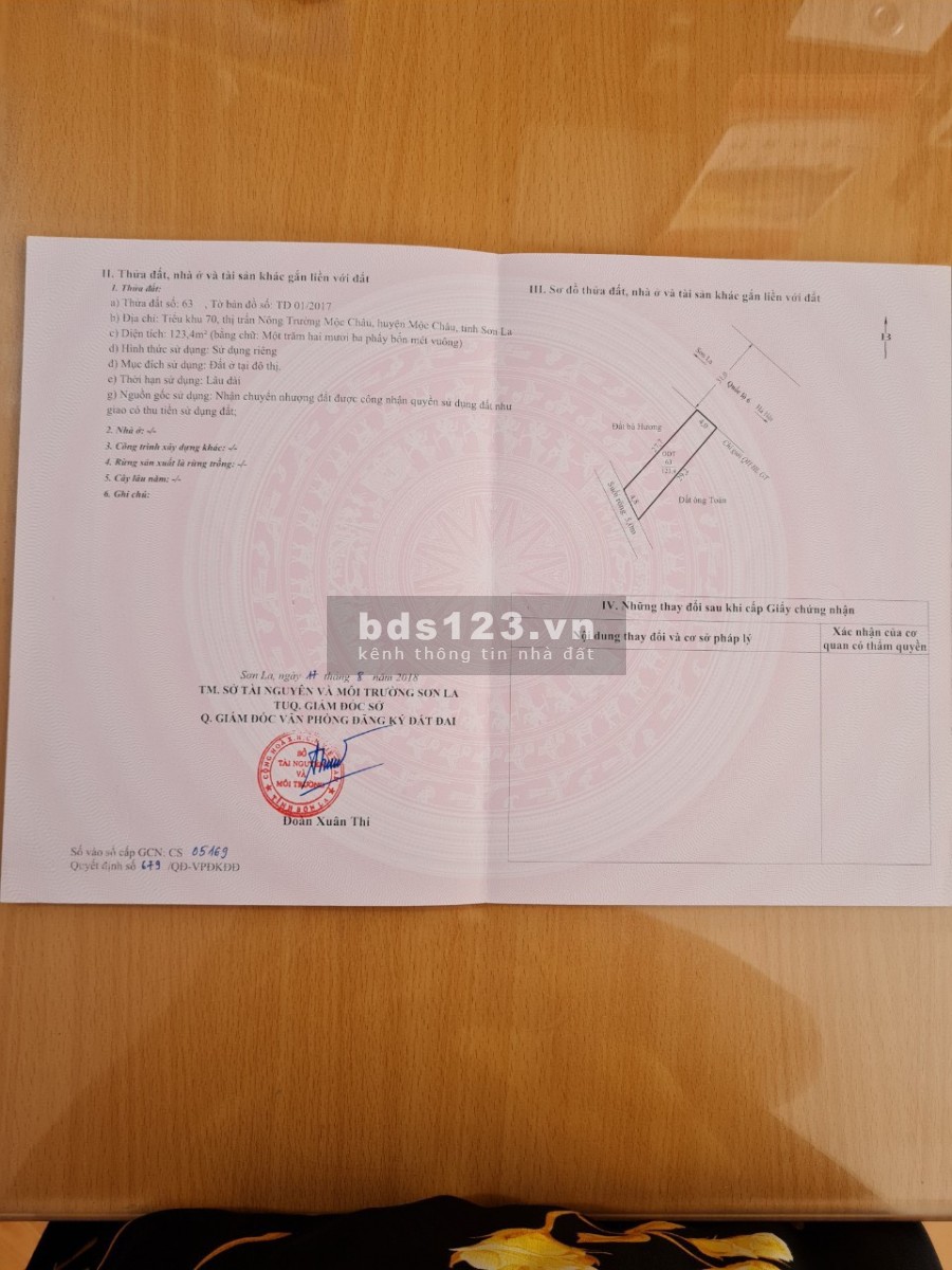 Bán 2 lô đất thổ cư liền kề trung tâm Mộc Châu mặt đường quốc lộ 6, tiện kinh doanh, lh 0822356688