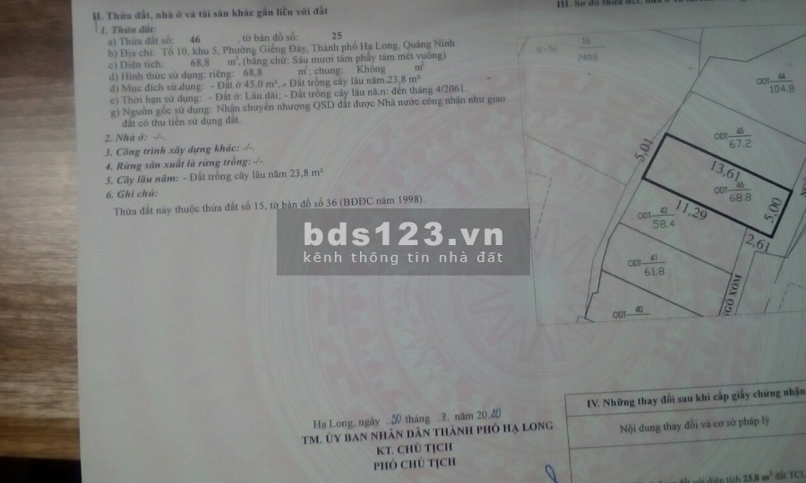 Bán đất ở Giếng Đáy thành phố Hạ Long liên hệ chính chủ 0968129240