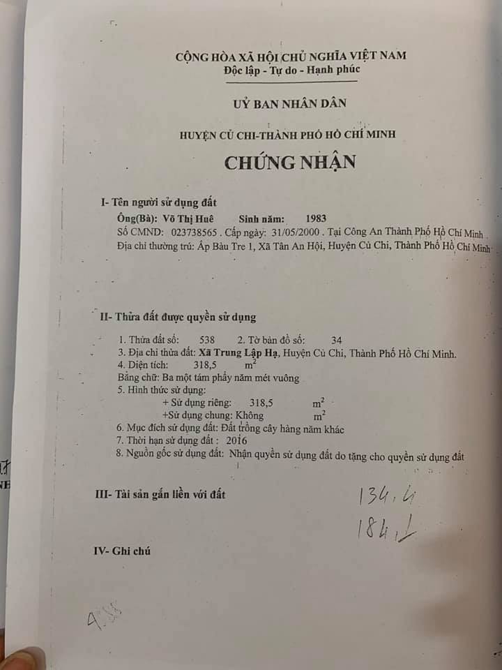 Cần tiền cần bán đất 928m2 có 500m thổ cư mặt tiền Nguyễn Thị Rành xã Trung Lập Hạ