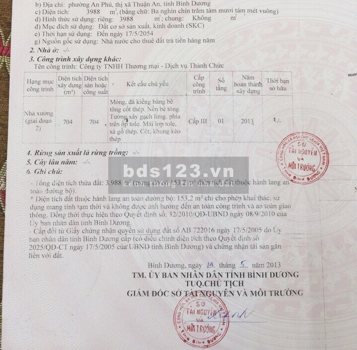Bán đất có kho sẵn diện tích sử dụng 4000m2 Chu Văn An P.An Phú Thuận An Bình Dương