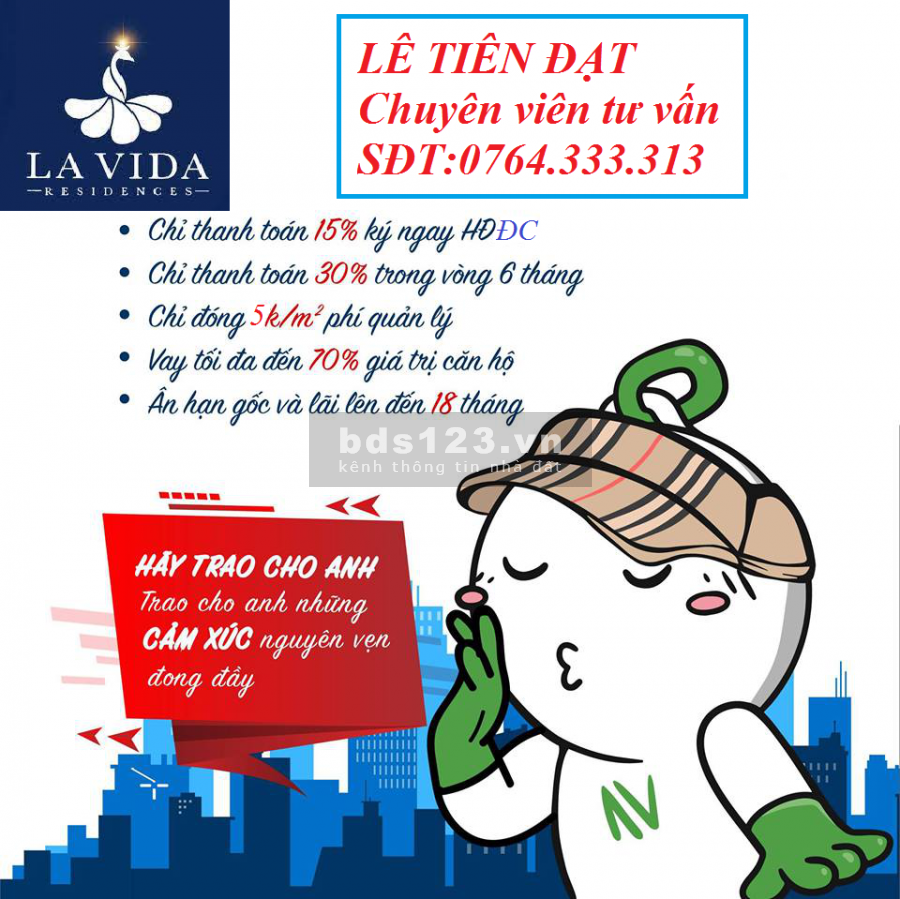 Bán gấp nhà phố LK dự án Lavida Vũng Tàu, ký chủ đầu tư, căn góc,hướng Đông Nam. LH: 0764.333.313